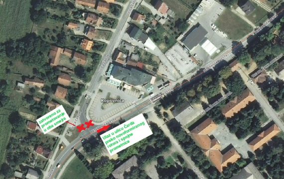 Obavijest o izmjeni načina prometovanja u Ulici Čarda u Koprivnici